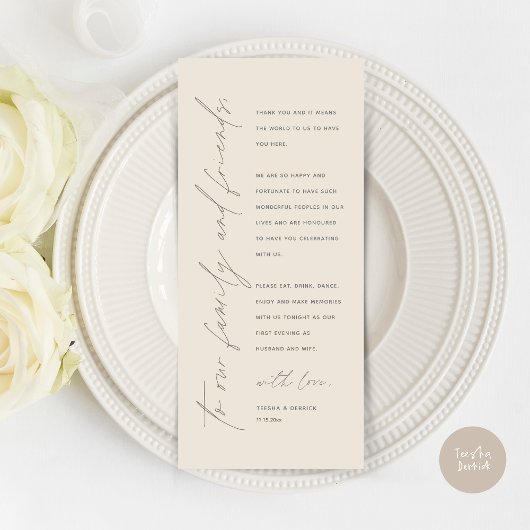 Moderne Hochzeitsmahlzeiten dank Karte