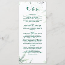 Moderne Hochzeitsmenü, Minimalistisches Menü, Eleg