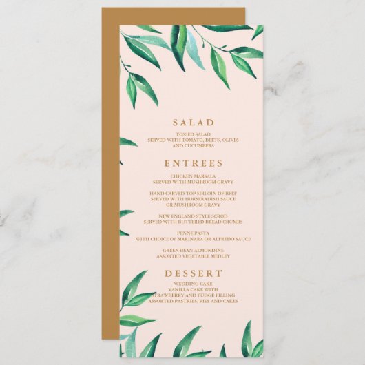 Moderne Hochzeitsmenüs des tropischen Strandes Menükarte (Vorne/Hinten)