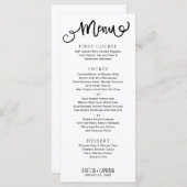 Moderne Hochzeitsmenüs | Rustische Typografie (sch Menükarte (Vorne/Hinten)