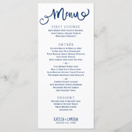 Moderne Hochzeitsmenüs | Typografie (Navy Blue) Menükarte