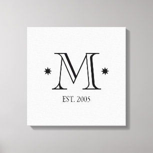 Moderne Hochzeitsmonogramm Anfangsbuchstabe Datum Leinwanddruck
