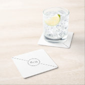 Moderne Hochzeitsmonogramm in Schwarz-Weiß-Technik Rechteckiger Pappuntersetzer (Vor Ort)