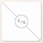 Moderne Hochzeitsmonogramm in Schwarz-Weiß-Technik Rechteckiger Pappuntersetzer (Vorderseite)