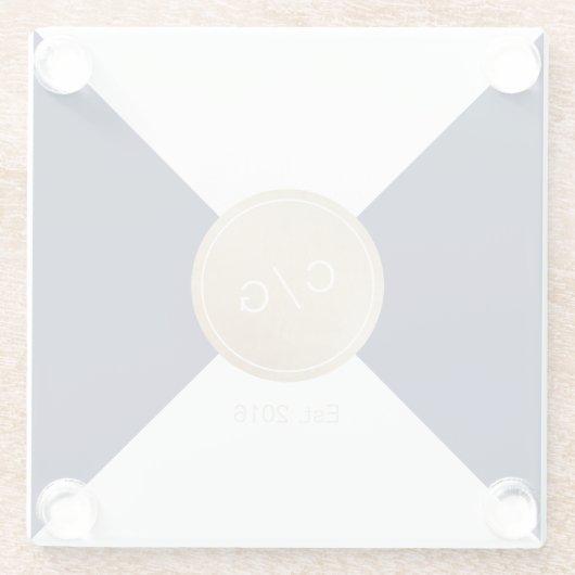 Moderne Hochzeitsmonographie Glasuntersetzer (Rückseite)