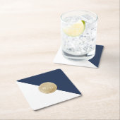 Moderne Hochzeitsmonographie Rechteckiger Pappuntersetzer (Vor Ort)