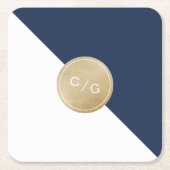 Moderne Hochzeitsmonographie Rechteckiger Pappuntersetzer (Vorderseite)