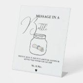 Moderne Hochzeitsnachricht in einem Flaschenbuchze Sockelschild (Vorderseite)