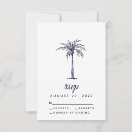 Moderne Hochzeitsnacht mit blauen Palmen, tropisch RSVP Karte