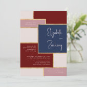 Moderne Hochzeitsnacht-Rose Burgundy Blush Einladung (Stehend Vorderseite)