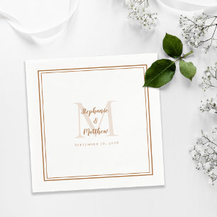 Moderne Hochzeitsnamen Datum Monogramm Rustikal Br Serviette