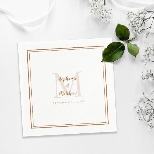 Moderne Hochzeitsnamen Datum Monogramm rustikal br Serviette