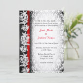 Moderne Hochzeitsohle in Weiß, Schwarz und Rot Einladung (Stehend Vorderseite)