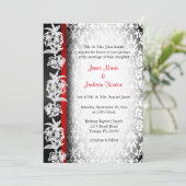 Moderne Hochzeitsohle in Weiß, Schwarz und Rot Einladung (Stehend Vorderseite)