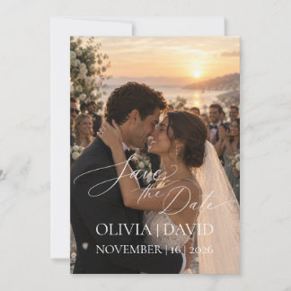Moderne Hochzeitspaar-Foto Save The Date Vorlage