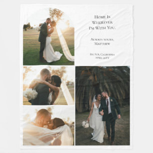 Moderne Hochzeitspaar-Jubiläum 4 Foto-Collage Fleecedecke