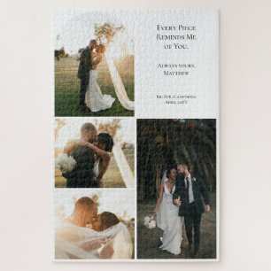 Moderne Hochzeitspaar-Jubiläum 4 Foto-Collage Puzzle