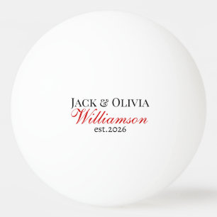Moderne Hochzeitspaar Name Datum Rot Schwarz Tischtennisball
