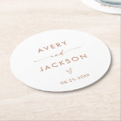 Moderne Hochzeitspapier-Untersetzer | Minimalistis Runder Pappuntersetzer (Angewinkelt)