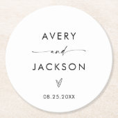Moderne Hochzeitspapier-Untersetzer | Minimalistis Runder Pappuntersetzer (Vorderseite)