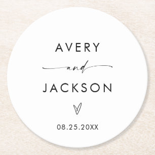 Moderne Hochzeitspapier-Untersetzer Minimalistis Runder Pappuntersetzer
