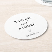Moderne Hochzeitspapier-Untersetzer | Minimalistis Runder Pappuntersetzer (Angewinkelt)