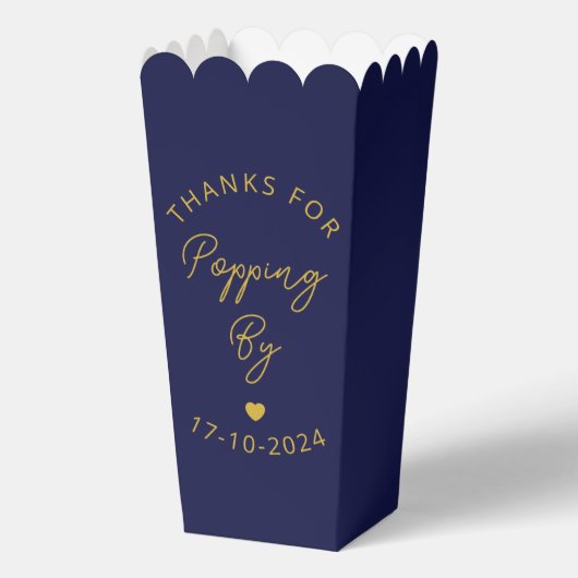 Moderne Hochzeitsparty Marine und Gold Popcorn Geschenkschachtel (Rückseite)