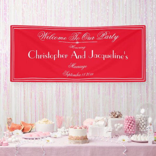 Moderne Hochzeitsparty Script Romantische Rote Beg Banner (Party)