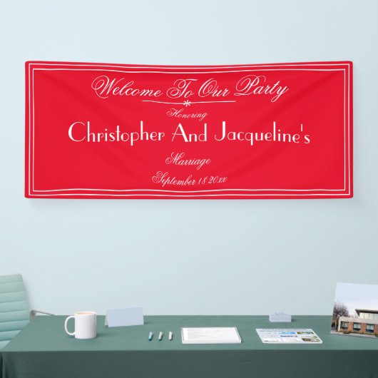 Moderne Hochzeitsparty Script Romantische Rote Beg Banner (Messe)