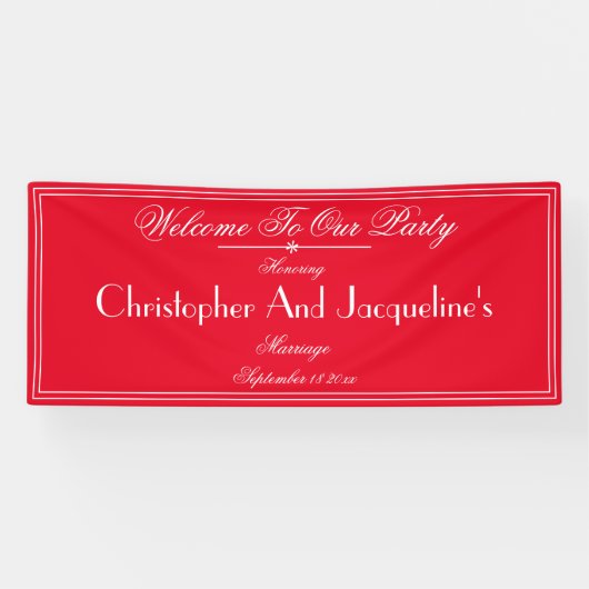 Moderne Hochzeitsparty Script Romantische Rote Beg Banner (Horizontal)