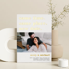 Moderne Hochzeitspause Foto Foil Card Folieneinladung