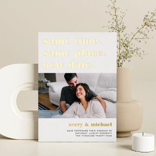 Moderne Hochzeitspause Foto Foil Card Folieneinladung
