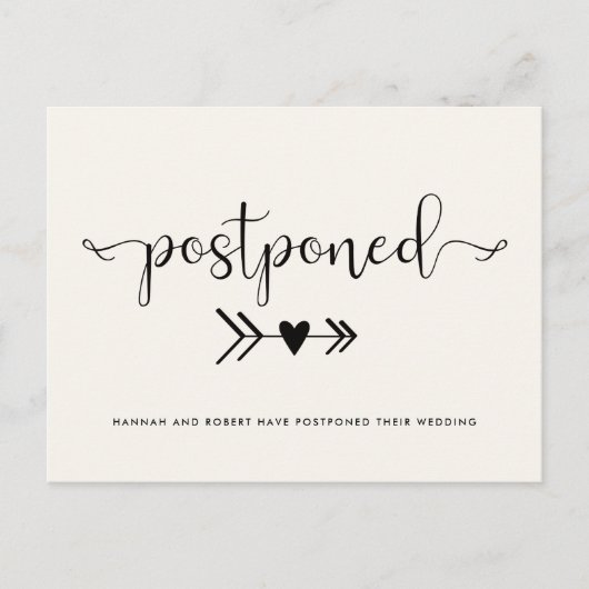 Moderne Hochzeitspause mit Herz-Licht-Creme Ankündigungspostkarte (Vorderseite)