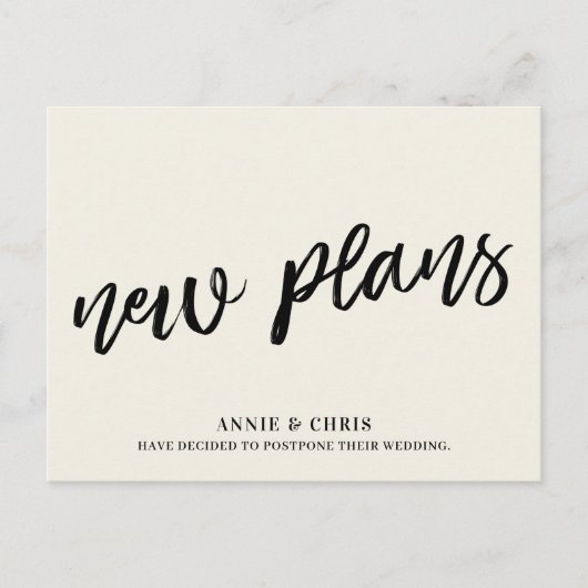 Moderne Hochzeitspause - Neue Pläne Ankündigungspostkarte (Vorderseite)