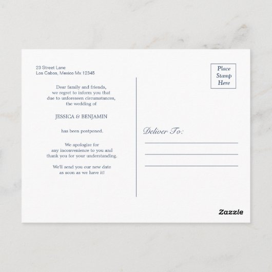 Moderne Hochzeitspause verändern das Datum Postkarte (Rückseite)