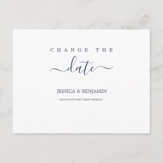 Moderne Hochzeitspause verändern das Datum Postkarte (Vorderseite)