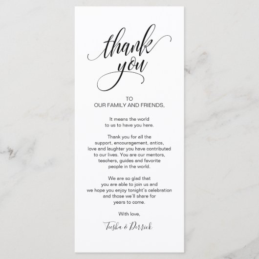 Moderne Hochzeitsplattform dank Karte (Vorderseite)