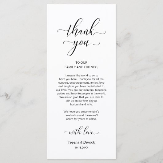 Moderne Hochzeitsplattform dank Karte (Vorderseite)