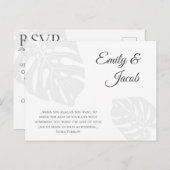 Moderne Hochzeitspostkarte RSVP. Palm Leaf Beach Postkarte (Vorne/Hinten)