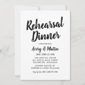 Moderne Hochzeitsprobe mit Brush Script Dinner-Ein Einladung (Vorderseite)