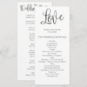 Moderne Hochzeitsprogramm. Liebe. Einfache Zeremon Programm (Vorne/Hinten)