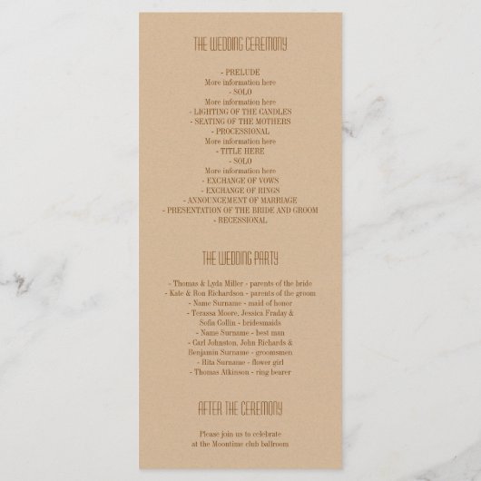 Moderne Hochzeitsprogramme für Berge Programm (Rückseite)