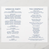 Moderne Hochzeitsprogramme für Navy, Blau und Weiß (Rückseite)