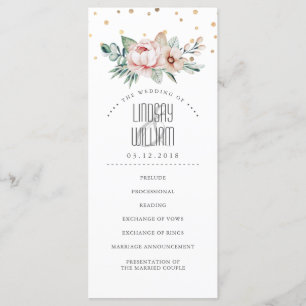 Moderne Hochzeitsprogramme in Gold und Rosa Programm