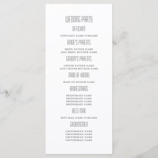 Moderne Hochzeitsprogramme in Gold und Rosa Programm (Rückseite)