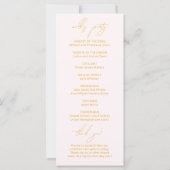 Moderne Hochzeitsprogramme in Rosa und Gelb (Rückseite)