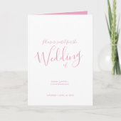 Moderne Hochzeitsprogramme in Rosa, Weiß Programm (Vorderseite)