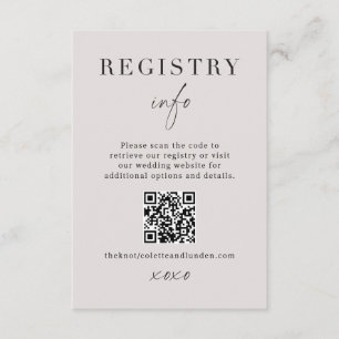 Moderne Hochzeitsregister-Info-Einschluss Scan QR Begleitkarte