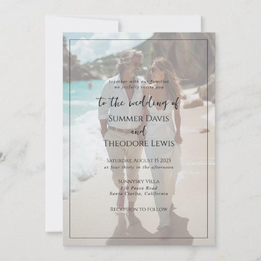 Moderne Hochzeitsreise mit Foto - elegante Typogra Einladung (Vorderseite)