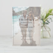 Moderne Hochzeitsreise mit Foto - elegante Typogra Einladung (Stehend Vorderseite)